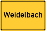 Place name sign Weidelbach, Kreis Melsungen