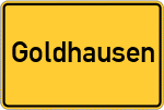 Place name sign Goldhausen, Waldeck