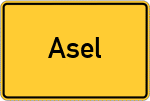 Place name sign Asel, Domäne;Asel bei Korbach
