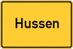 Place name sign Hussen