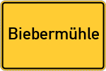 Place name sign Biebermühle