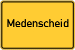 Place name sign Medenscheid, Hunsrück