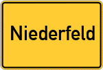 Place name sign Niederfeld, Donau