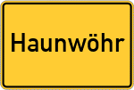 Place name sign Haunwöhr, Donau