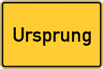 Place name sign Ursprung, Kreis Ebersberg, Oberbayern