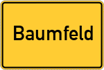 Place name sign Baumfeld