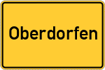 Place name sign Oberdorfen, Stadt