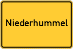Place name sign Niederhummel, Kreis Freising