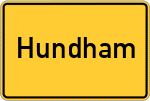 Place name sign Hundham, Kreis Miesbach