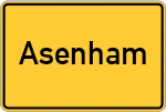 Place name sign Asenham