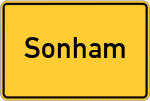 Place name sign Sonham, Kreis Mühldorf am Inn