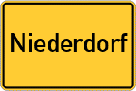 Place name sign Niederdorf, Kreis Schrobenhausen