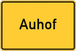 Place name sign Auhof, Schwaben