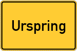 Place name sign Urspring, Oberbayern