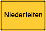 Place name sign Niederleiten, Niederbayern