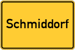 Place name sign Schmiddorf