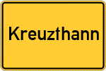 Place name sign Kreuzthann, Kreis Rottenburg an der Laaber