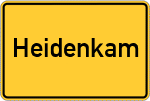Place name sign Heidenkam, Kreis Landshut, Bayern
