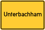 Place name sign Unterbachham, Kreis Landshut, Bayern
