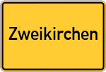 Place name sign Zweikirchen, Bayern