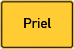 Place name sign Priel, Kreis Griesbach im Rottal