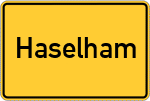 Place name sign Haselham, Kreis Passau;Haselham bei Passau