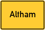 Place name sign Altham