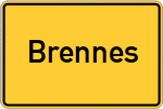 Place name sign Brennes