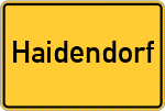 Place name sign Haidendorf, Niederbayern