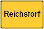 Place name sign Reichstorf, Niederbayern