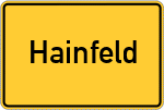 Place name sign Hainfeld, Mittelfranken