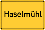 Place name sign Haselmühl, Oberpfalz