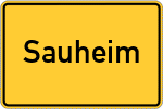 Place name sign Sauheim