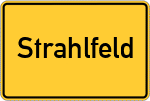 Place name sign Strahlfeld