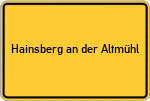 Place name sign Hainsberg an der Altmühl