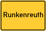 Place name sign Runkenreuth, Oberpfalz