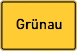 Place name sign Grünau, Markt