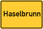 Place name sign Haselbrunn, Oberpfalz