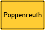 Place name sign Poppenreuth, Oberpfalz