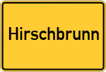 Place name sign Hirschbrunn, Kreis Bamberg