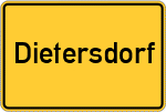 Place name sign Dietersdorf, Oberfranken