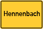 Place name sign Hennenbach, Mittelfranken