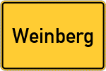 Place name sign Weinberg, Kreis Ansbach, Mittelfranken