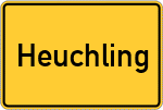 Place name sign Heuchling