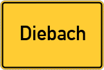 Place name sign Diebach, Kreis Neustadt an der Aisch