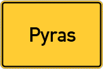 Place name sign Pyras