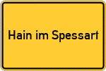 Place name sign Hain im Spessart