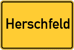 Place name sign Herschfeld, Kreis Bad Neustadt an der Saale