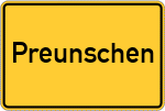 Place name sign Preunschen