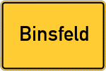 Place name sign Binsfeld, Unterfranken